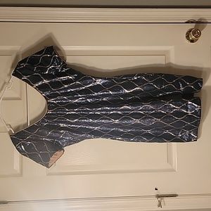 Dress the Population Blue Gold Sequin Mini Dress Size Large